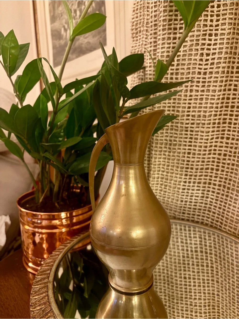 Vintage Brass Decorative Pitcher Vase